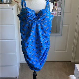 Blue pineapple one piece bathing suit